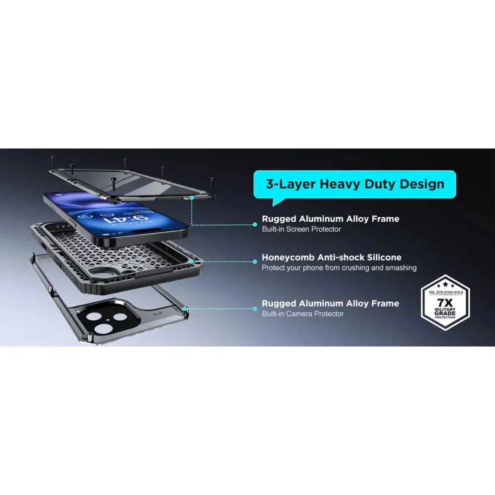 Beeasy iPhone 16 Pro Waterproof Case Heavy-Duty Shockproof Rugged Cover Yellow